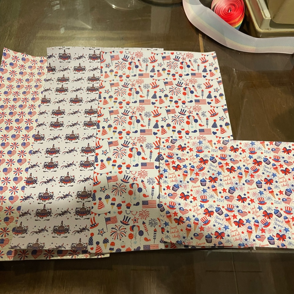Fourth of July, Independence Day Faux Leather Crafting Sheets